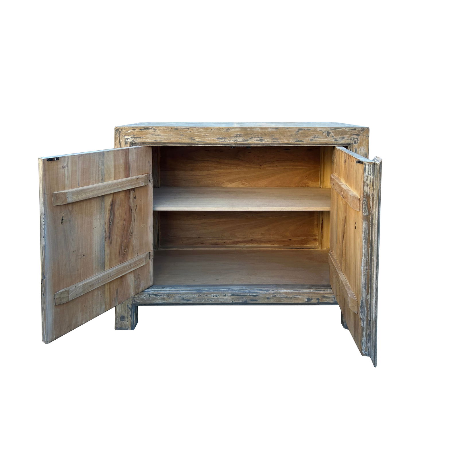 Distressed Tan White 2 Doors Credenza Sideboard Console Table Cabinet - 4