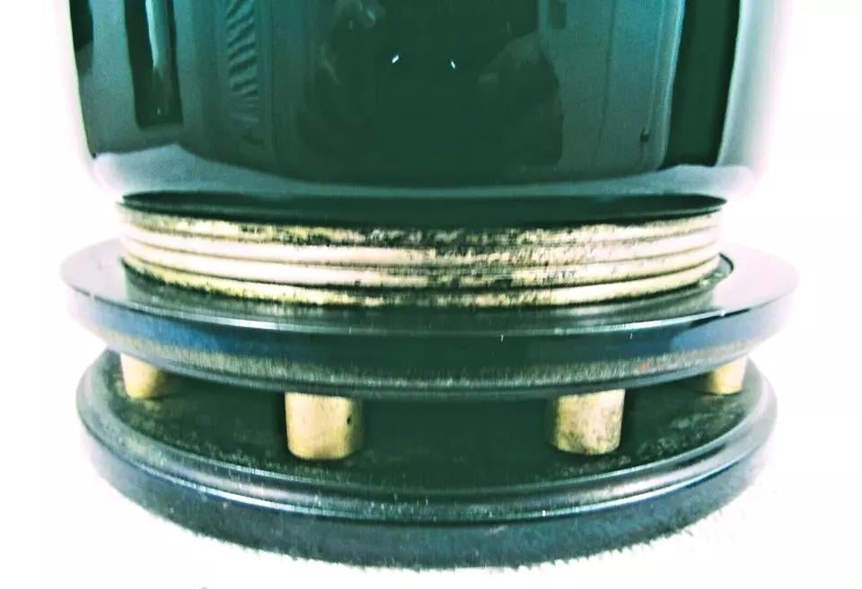 Vintage Sascha Brastoff Hand Painted Table Lamp Signed Green Gold Floral - 10