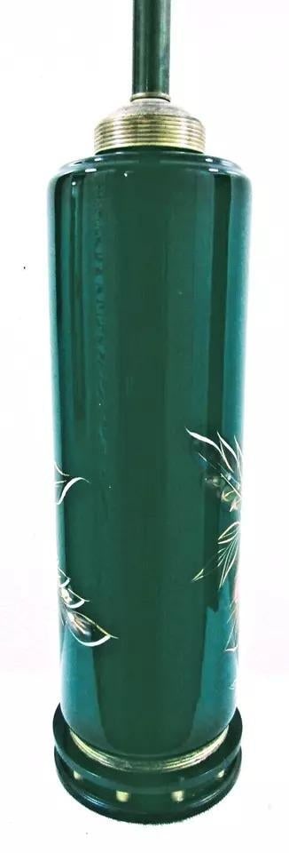 Vintage Sascha Brastoff Hand Painted Table Lamp Signed Green Gold Floral - 5