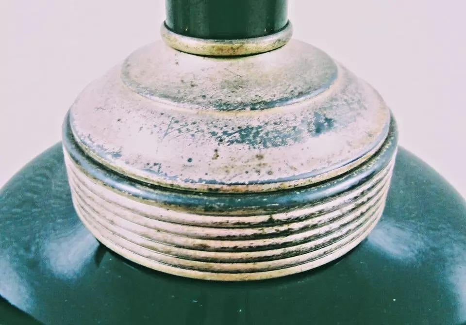 Vintage Sascha Brastoff Hand Painted Table Lamp Signed Green Gold Floral - 8