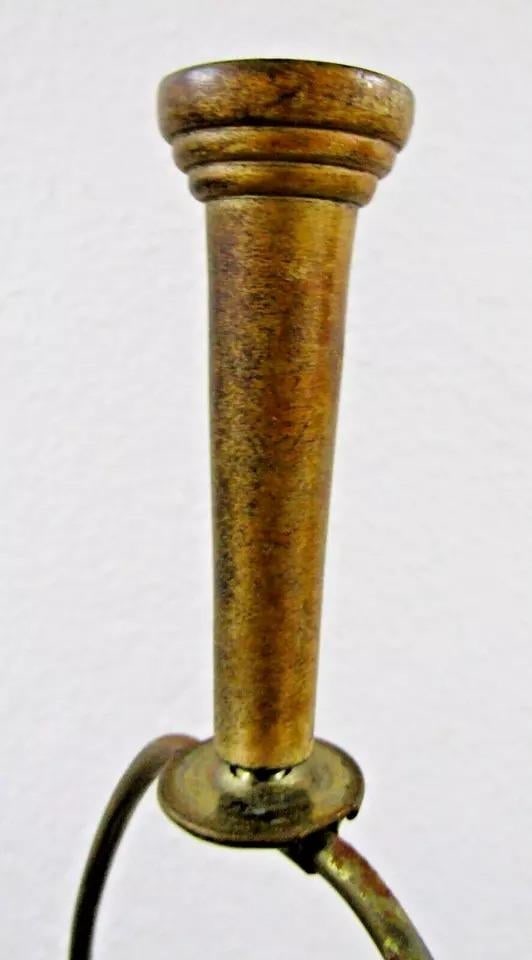 Vintage Sascha Brastoff Hand Painted Table Lamp Signed Green Gold Floral - 9