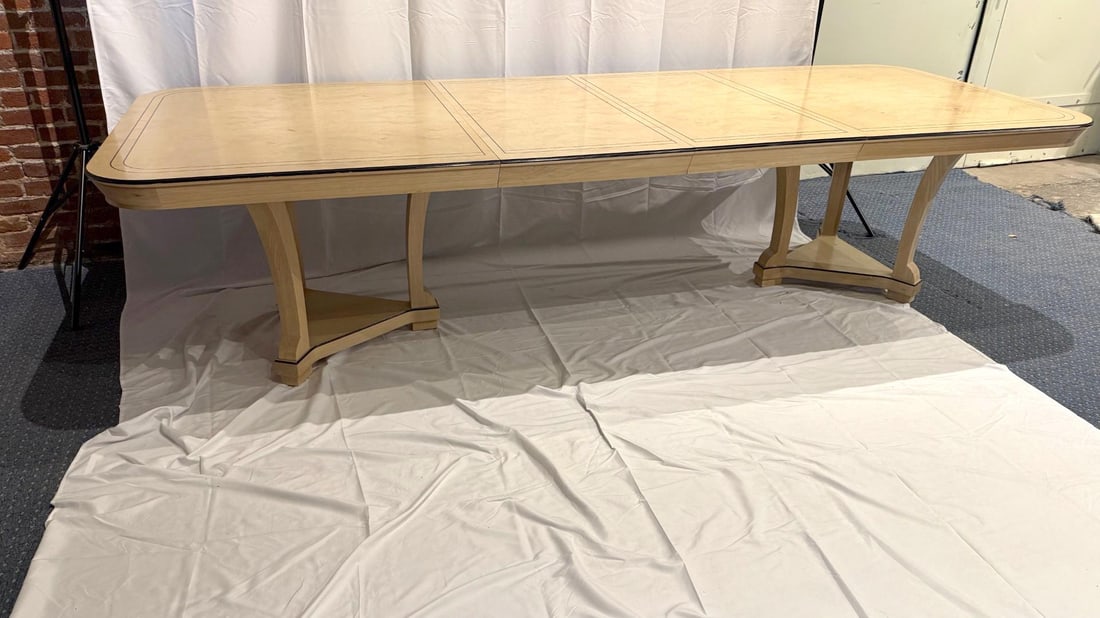 1990s Century Furniture Ash Burl White Wood Dining Table - 2