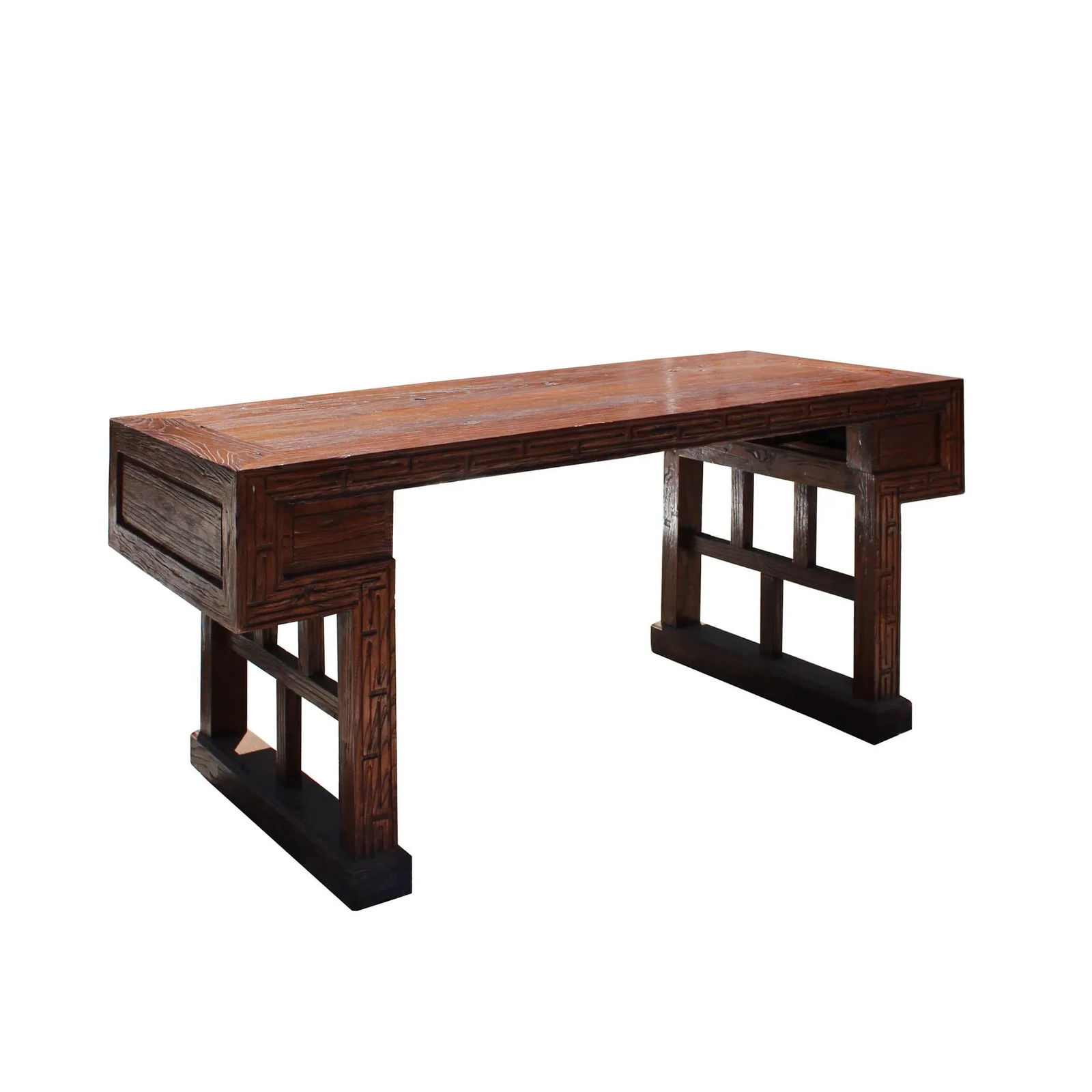 Raw Wood Plank Rectangular Contemporary Wood Base Desk Table - 5