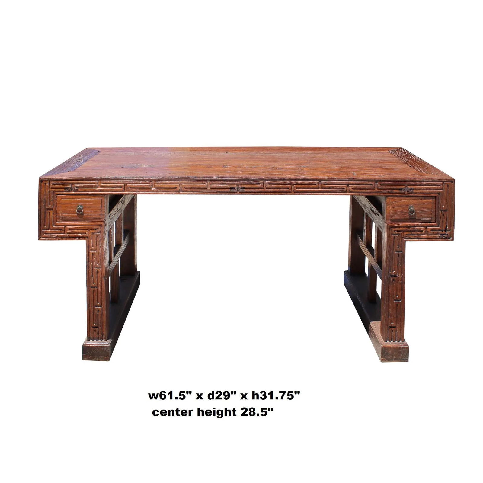 Raw Wood Plank Rectangular Contemporary Wood Base Desk Table - 7