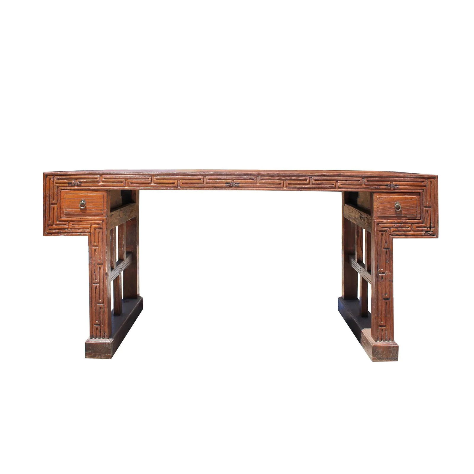 Raw Wood Plank Rectangular Contemporary Wood Base Desk Table - 8