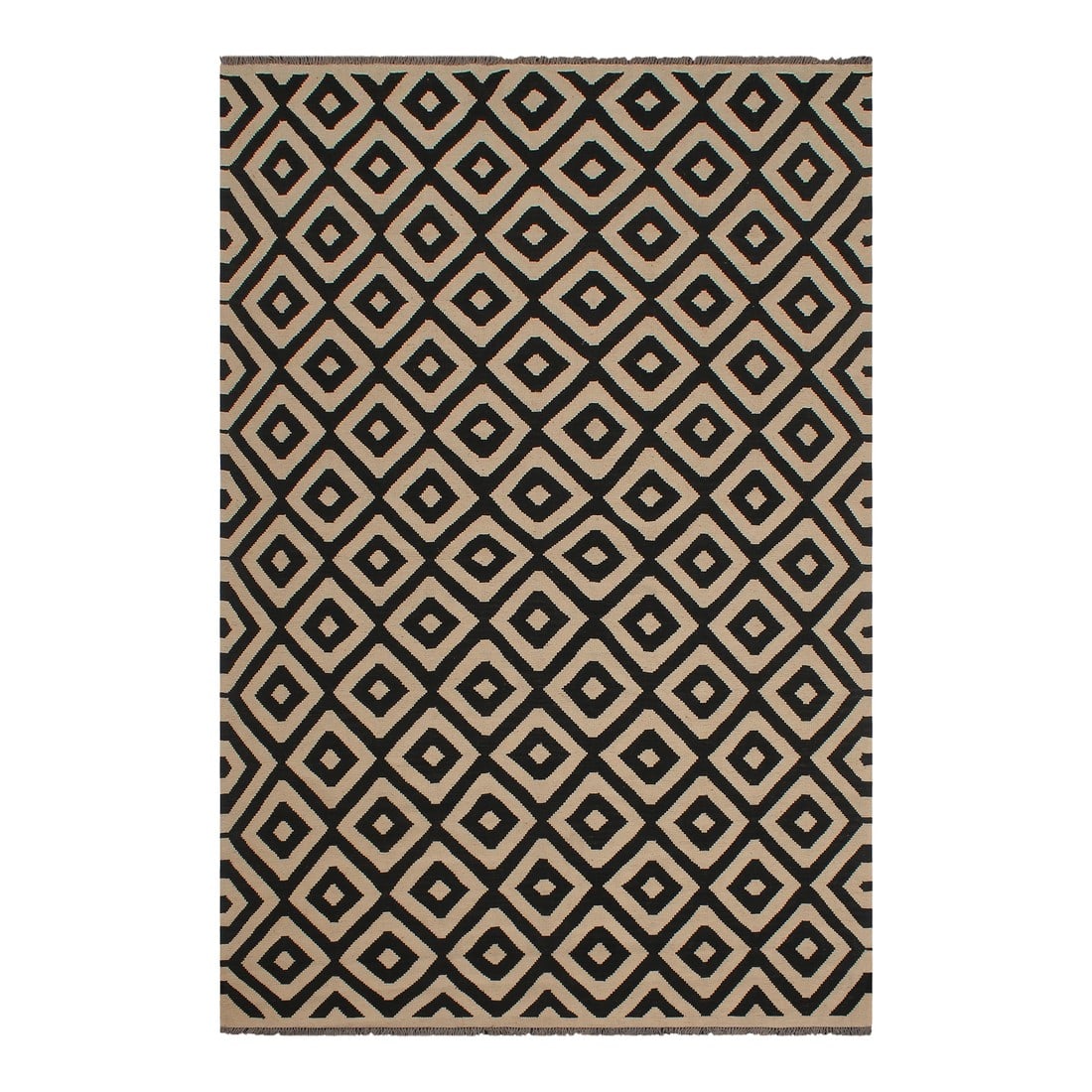 Navaho Kilim Beige Black Wool Rug - 6'6" X 9'7" (1 of 7)