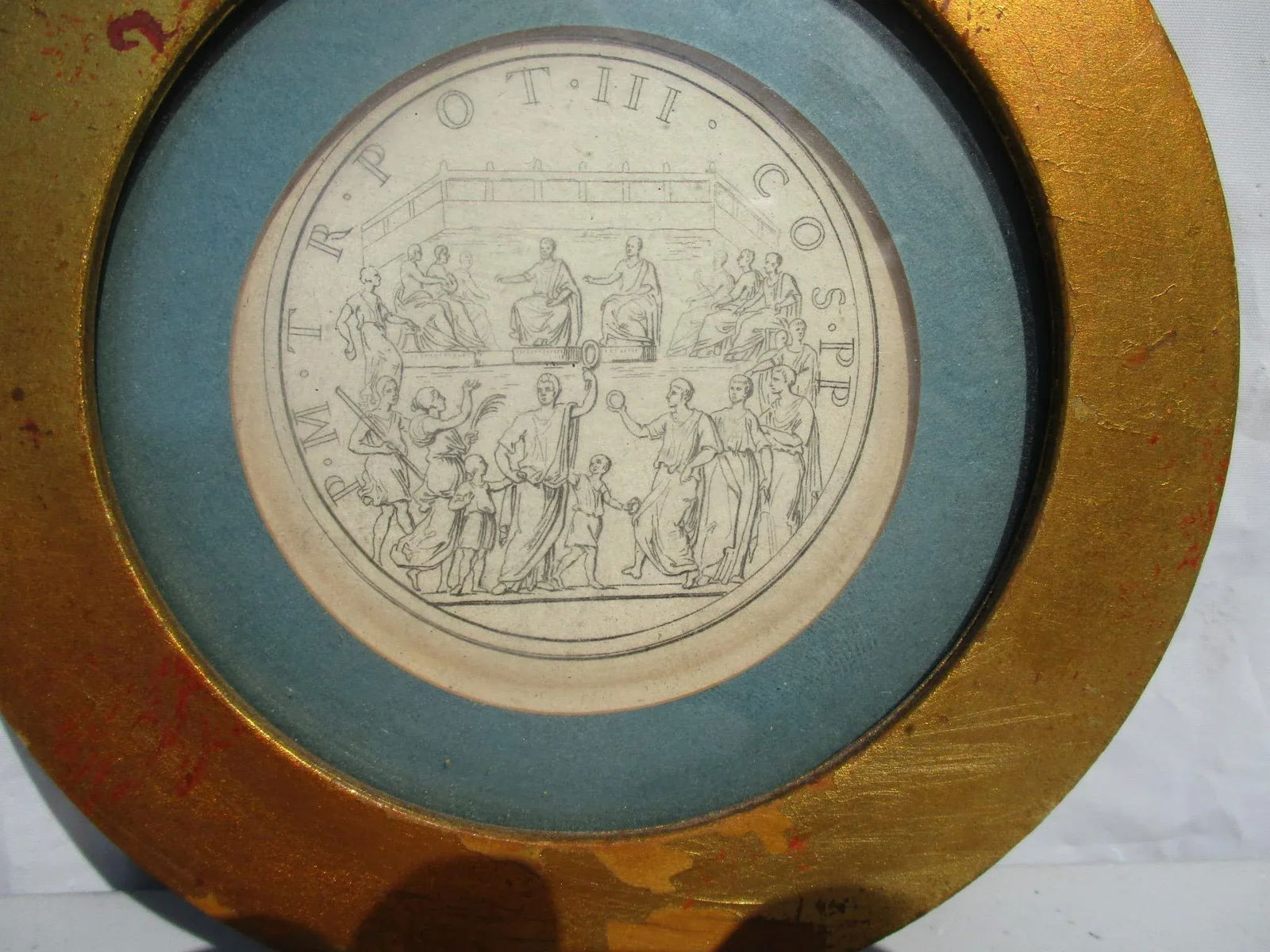 Vintage Book Plate of Roman Imagery Framed - 3
