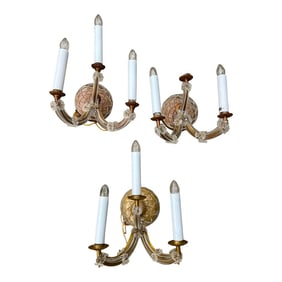 1970s Gold and Lucite Wall Sconces - Set of 3