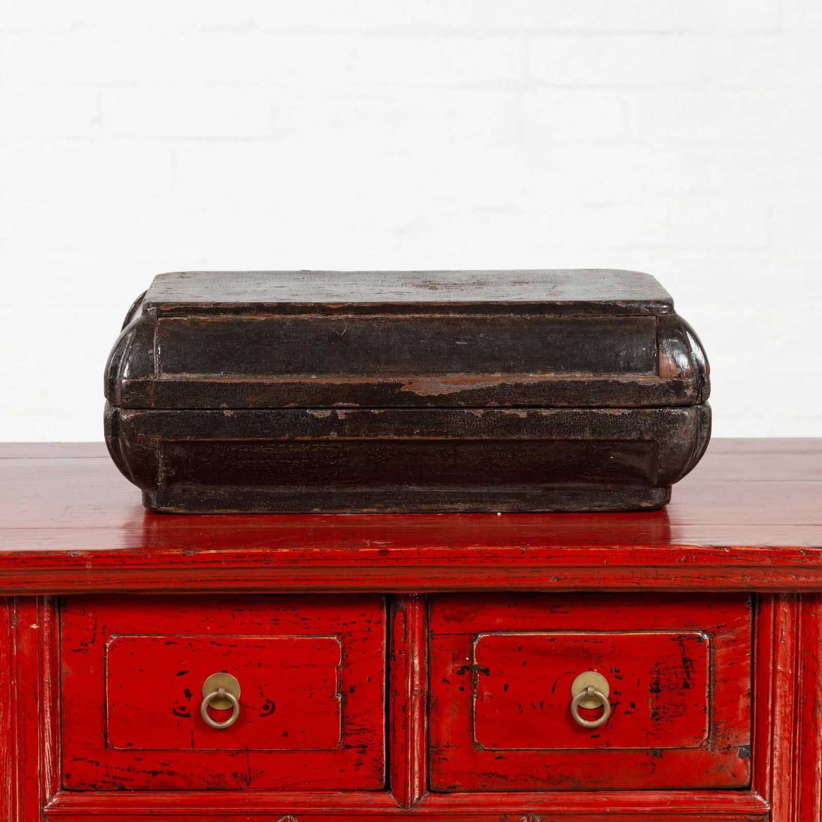 Small Antique Chinese Dowry Basket with Distressed Brown Patina - 2