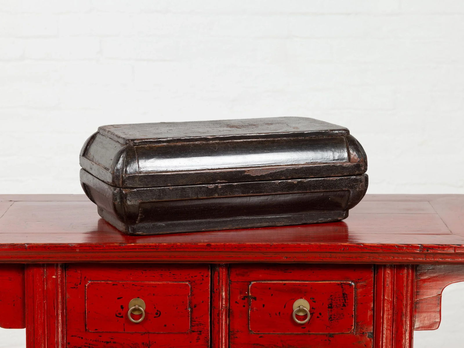 Small Antique Chinese Dowry Basket with Distressed Brown Patina - 4