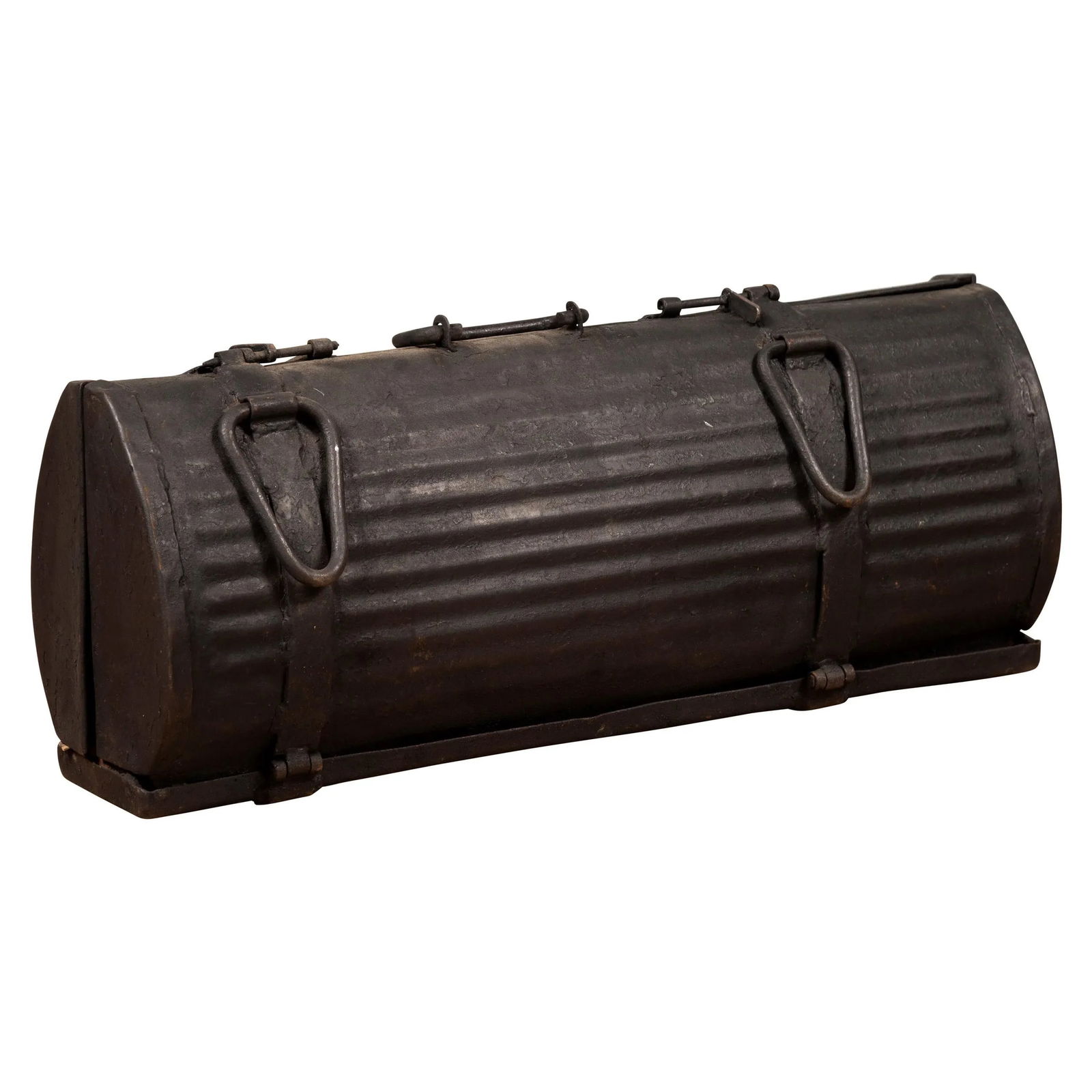 Early 20th Century Industrial Metal Tool Box with Dark Patina, Found in India - 10