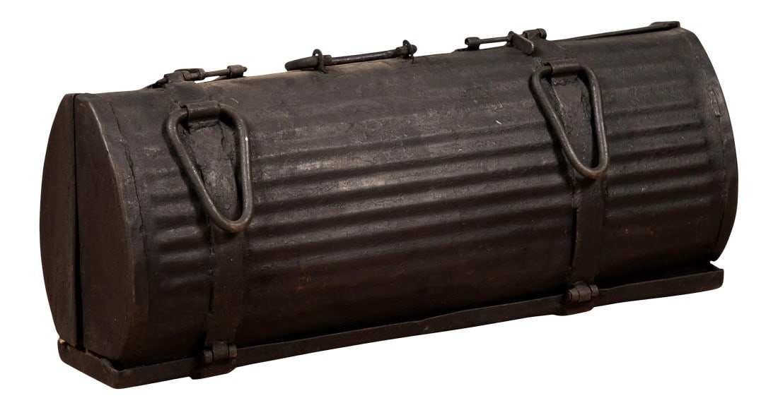 Early 20th Century Industrial Metal Tool Box with Dark Patina, Found in India (1 of 10)