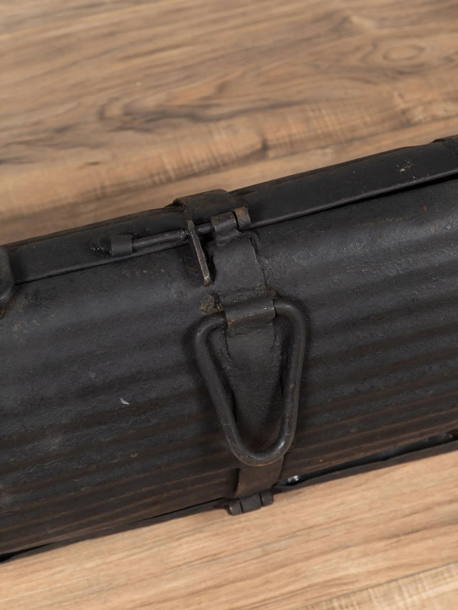 Early 20th Century Industrial Metal Tool Box with Dark Patina, Found in India - 6
