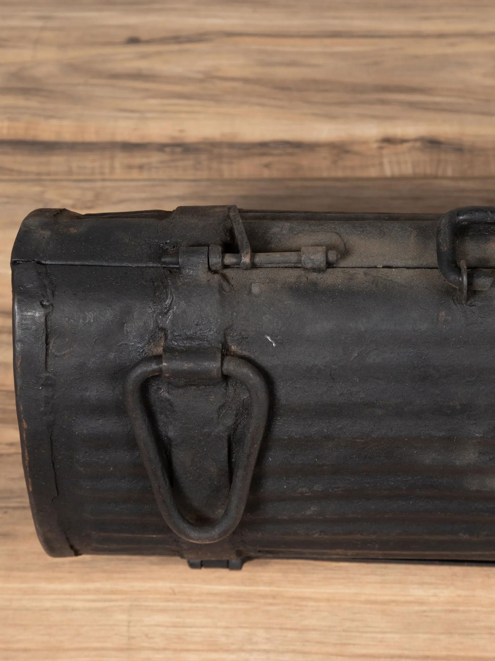 Early 20th Century Industrial Metal Tool Box with Dark Patina, Found in India - 8