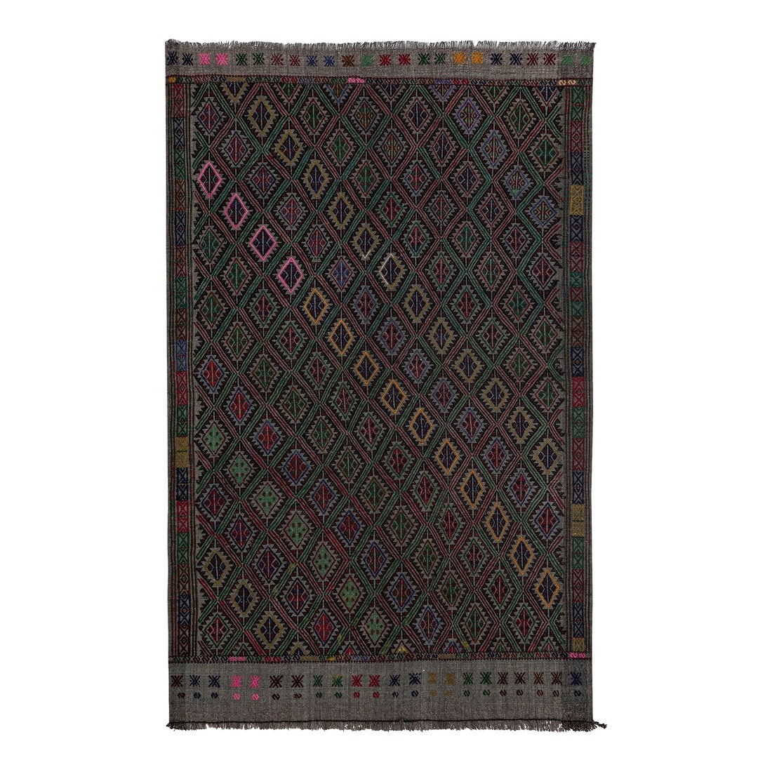 1960s Turkish Wool Jajim Kilim Rug 3'9'' X 6'2'' (1 of 9)
