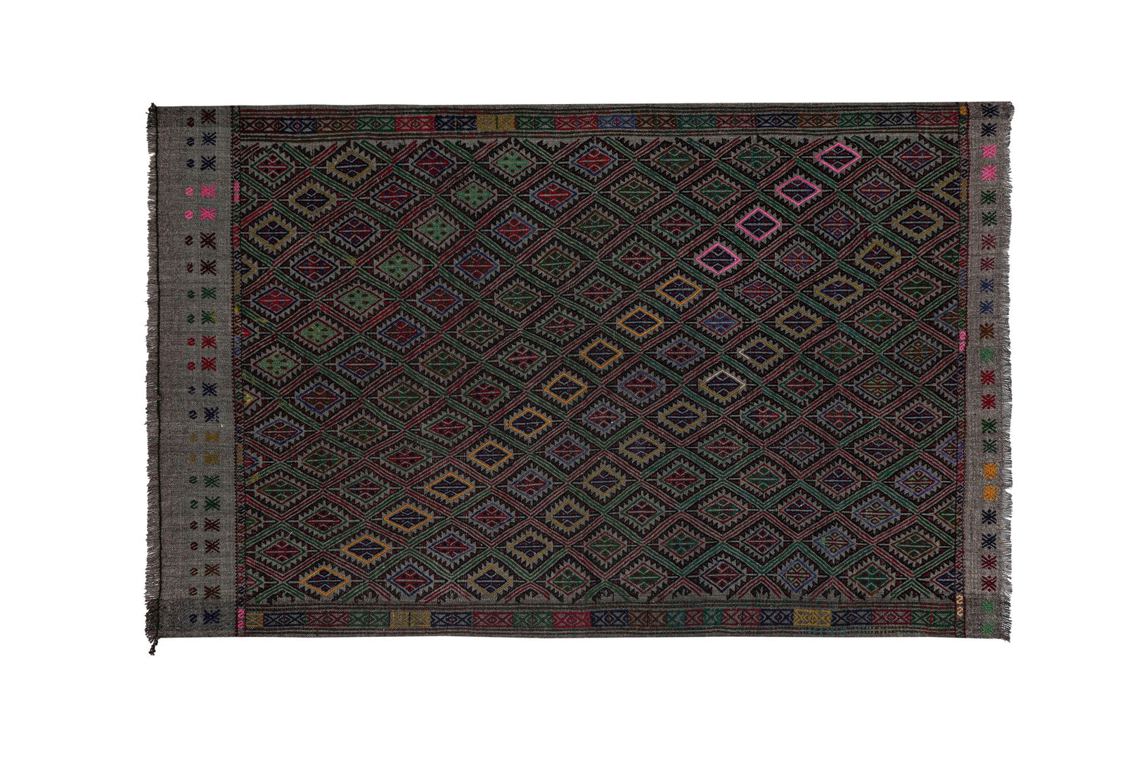 1960s Turkish Wool Jajim Kilim Rug 3'9'' X 6'2'' - 2