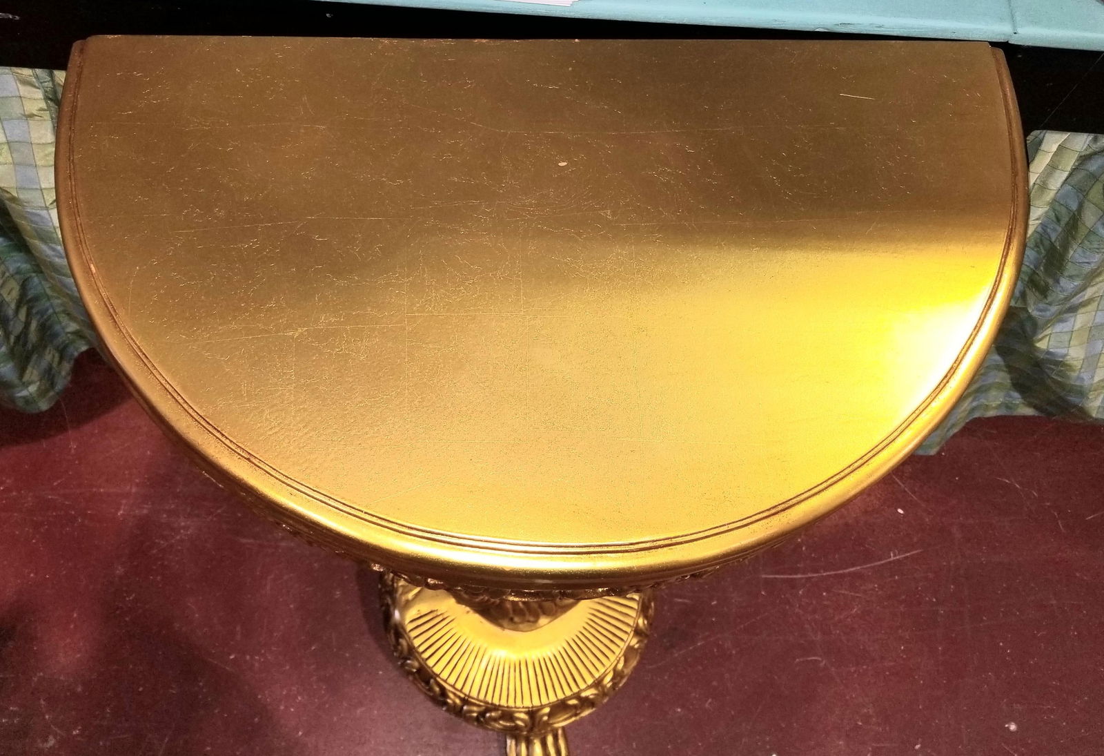 1980s Cherub Gilt Demilune Console Table - 4