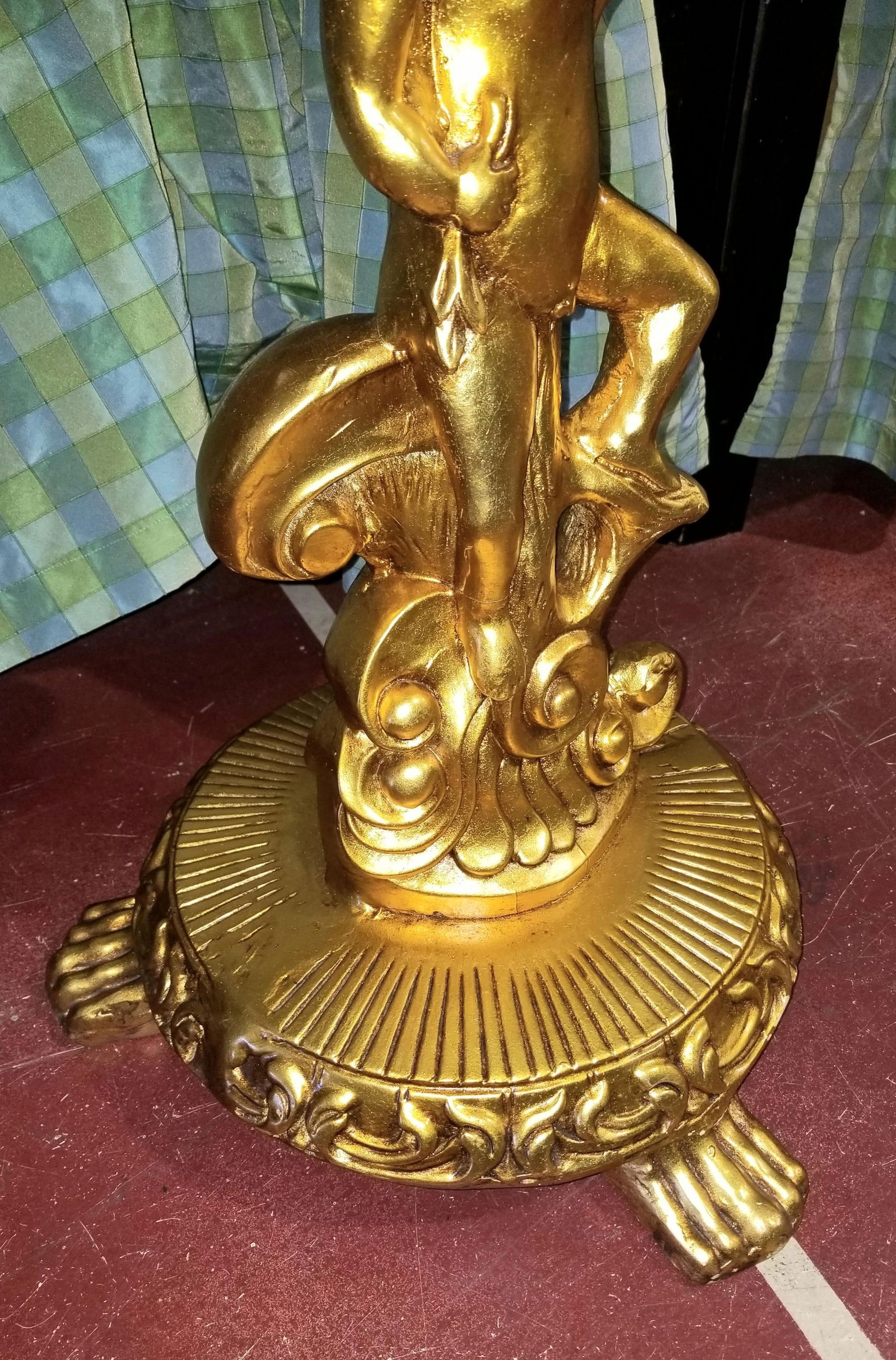 1980s Cherub Gilt Demilune Console Table - 6