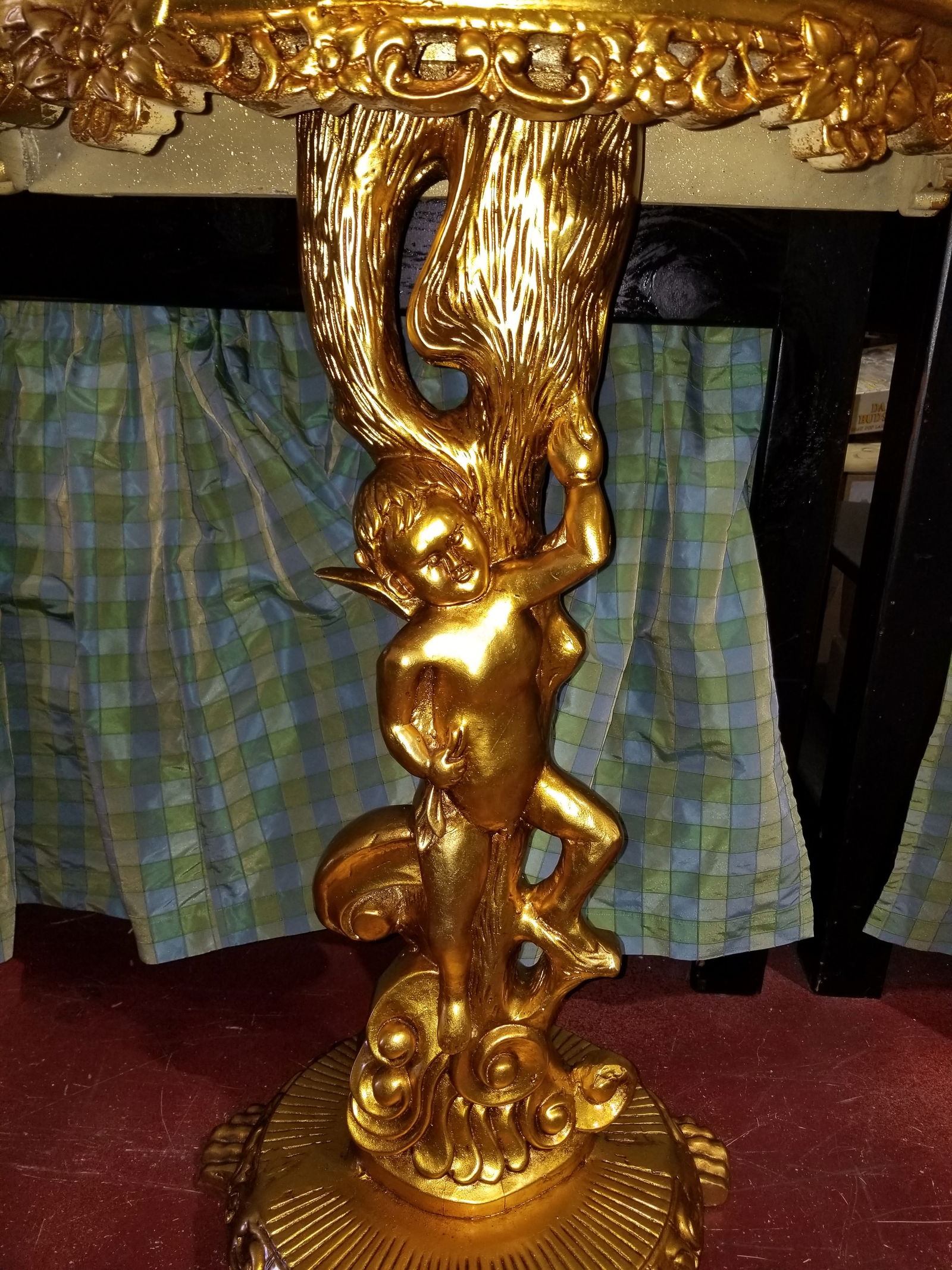 1980s Cherub Gilt Demilune Console Table - 9