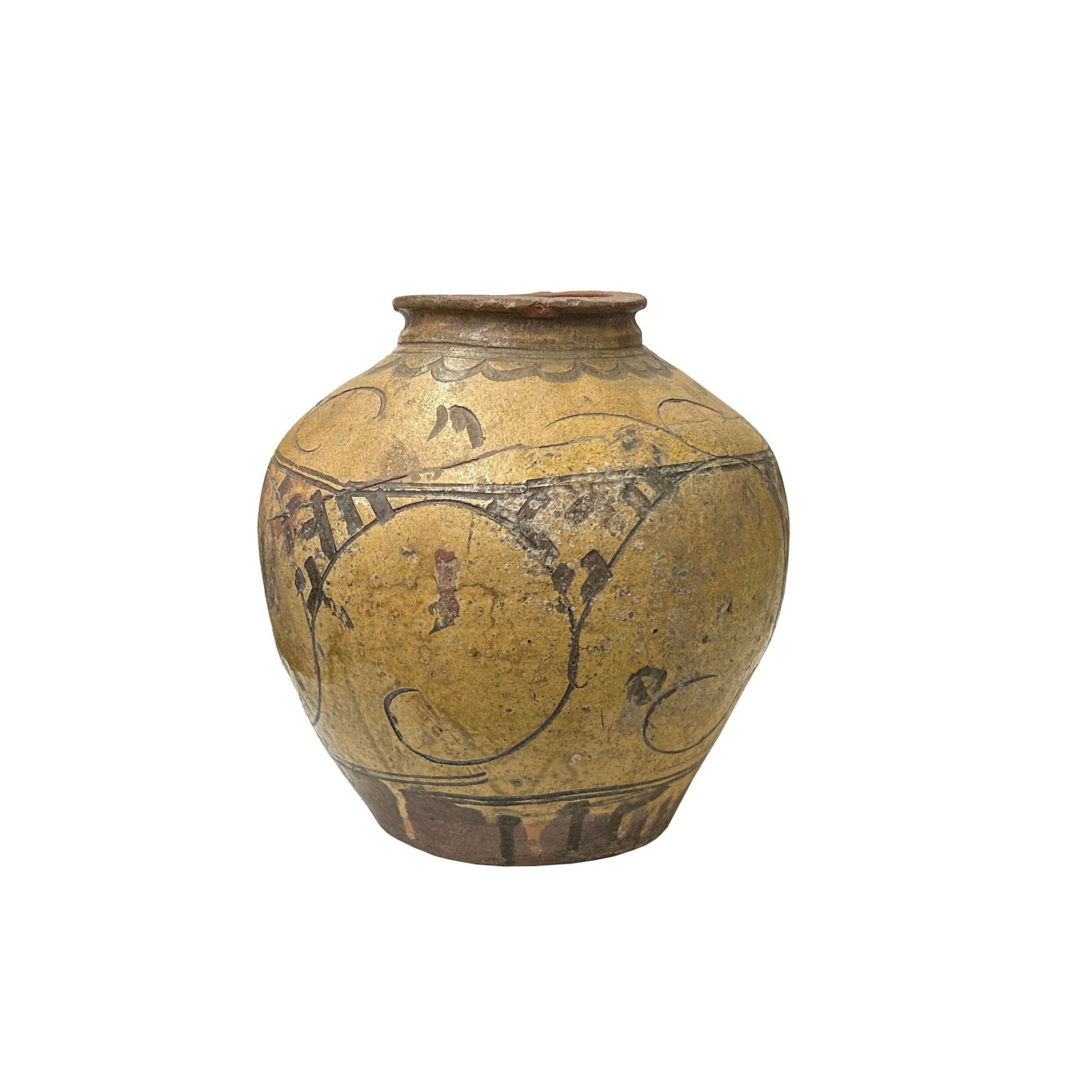 Vintage Earthy Beige Brown Village Rural Pottery Ceramic Pot Vase - 3