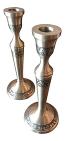 Brass Etched Candle Holders - a Pair