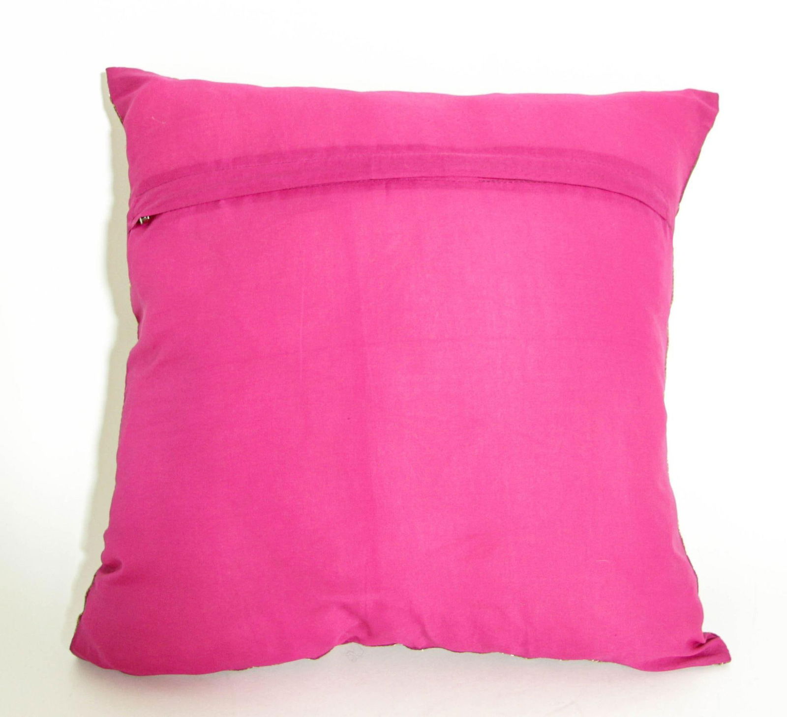 Silk Pink Throw Pillow With Elephants and Peacocks India - 10
