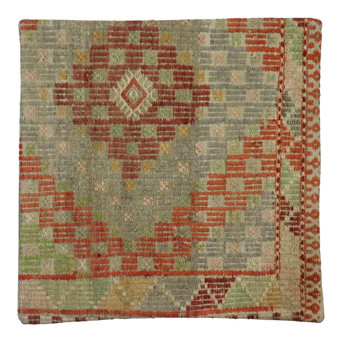 Pasargad Home Vintage Kilim Pillow Case, Multicolor: This unique Turkish vintage handwoven kilim pillow Cover is made up of wool. Kilims are produced by tightly interweaving the warp and weft strands of the weave to produce a flat surface with no pile.