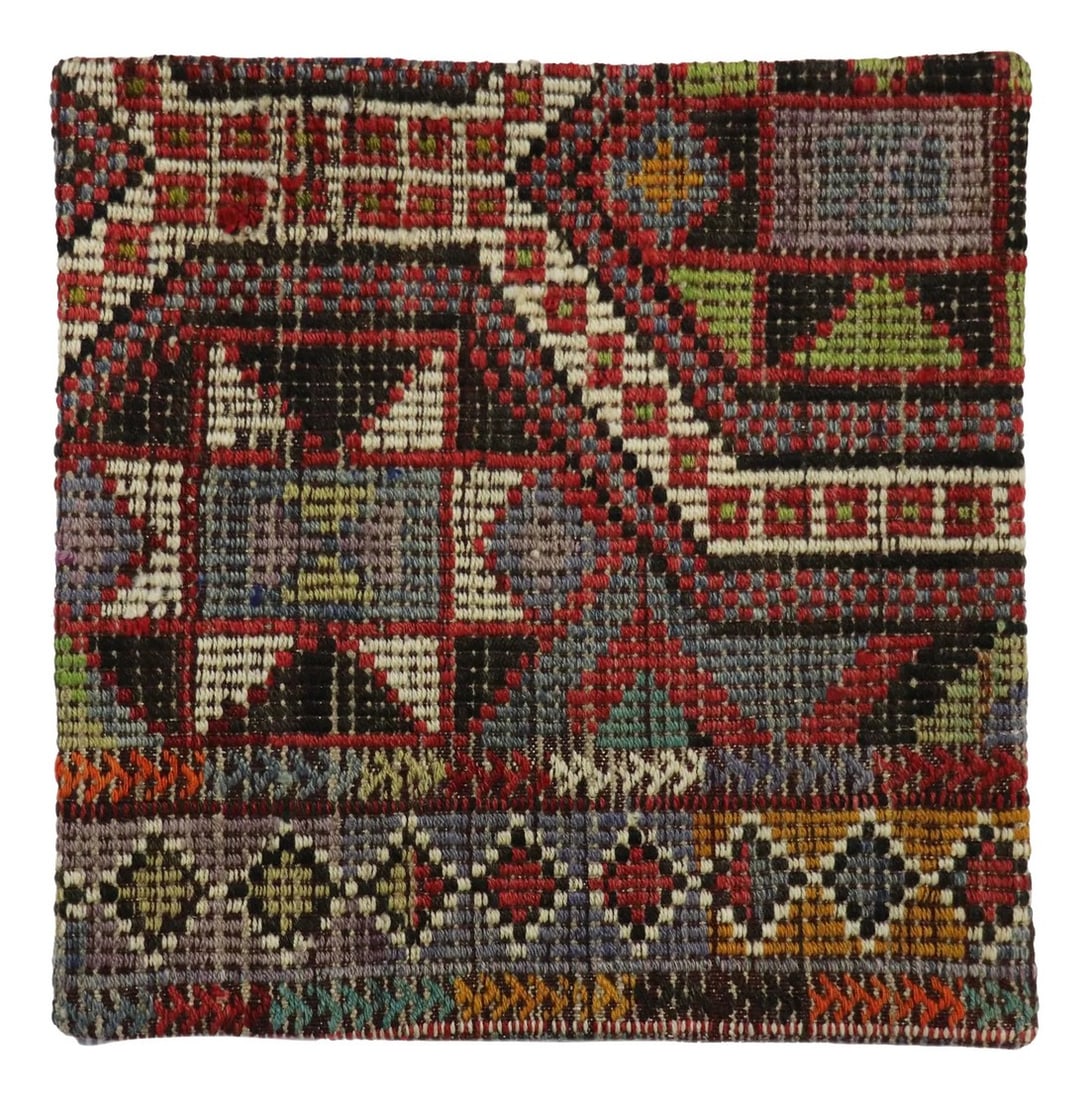 Pasargad Home Vintage Kilim Pillow Case, Multicolor: This unique Turkish vintage handwoven kilim pillow Cover is made up of wool. Kilims are produced by tightly interweaving the warp and weft strands of the weave to produce a flat surface with no pile.