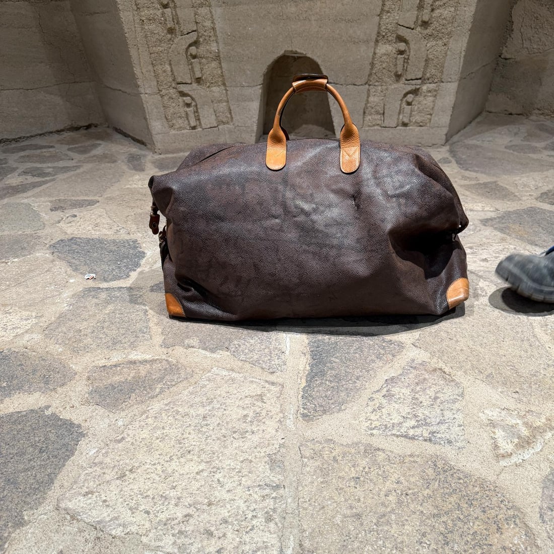 1990s Bric's Italian Leather Canvas Tote Cargo Life Bag - 11