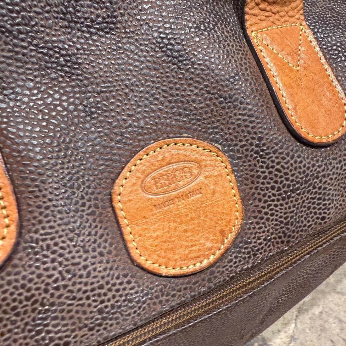 1990s Bric's Italian Leather Canvas Tote Cargo Life Bag - 12