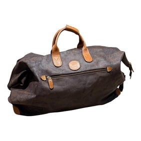 1990s Bric's Italian Leather Canvas Tote Cargo Life Bag