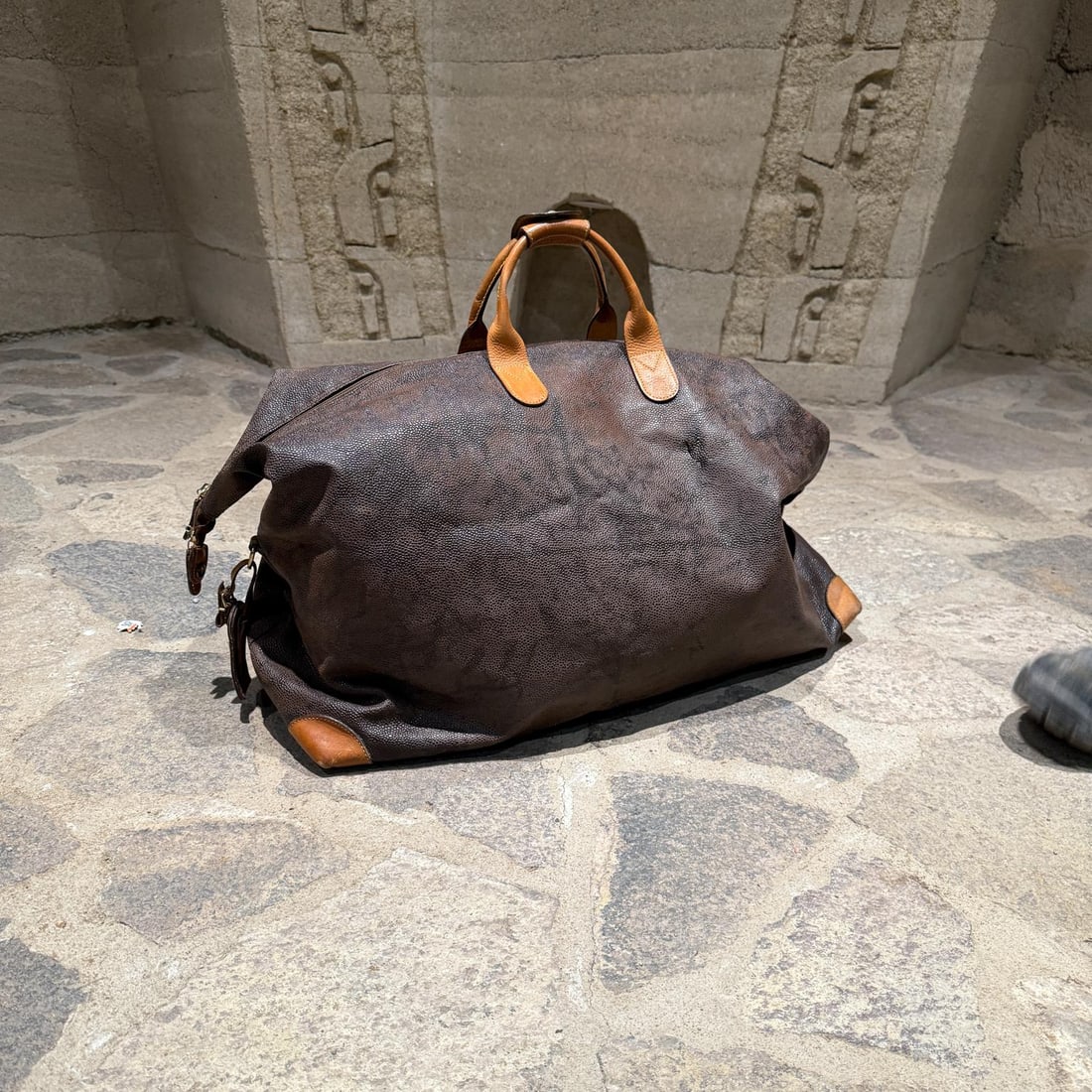 1990s Bric's Italian Leather Canvas Tote Cargo Life Bag - 3