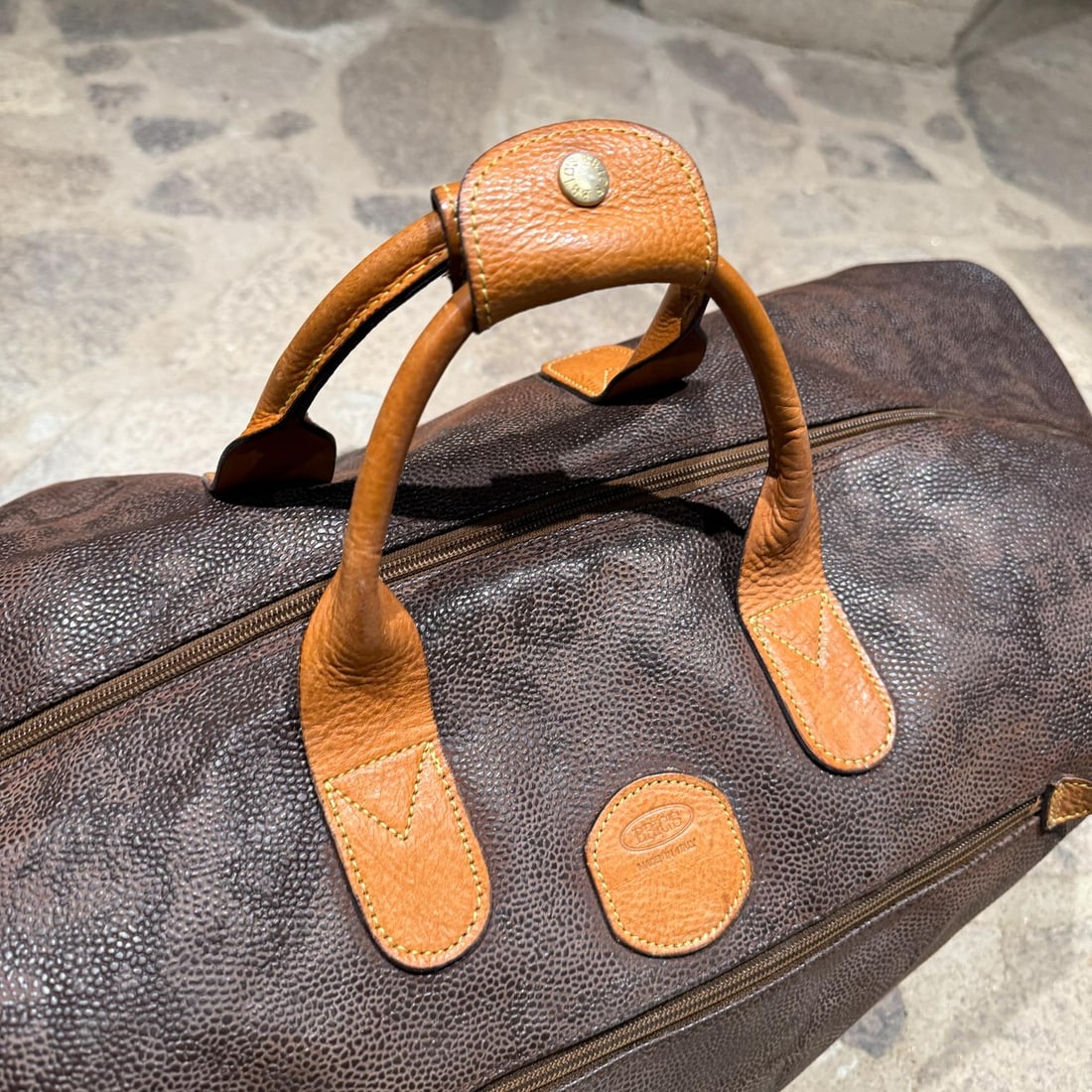 1990s Bric's Italian Leather Canvas Tote Cargo Life Bag - 4