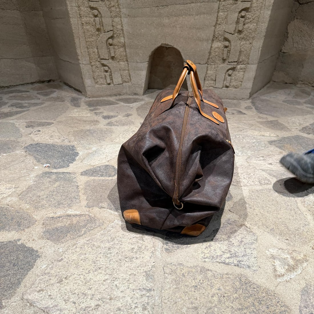 1990s Bric's Italian Leather Canvas Tote Cargo Life Bag - 5