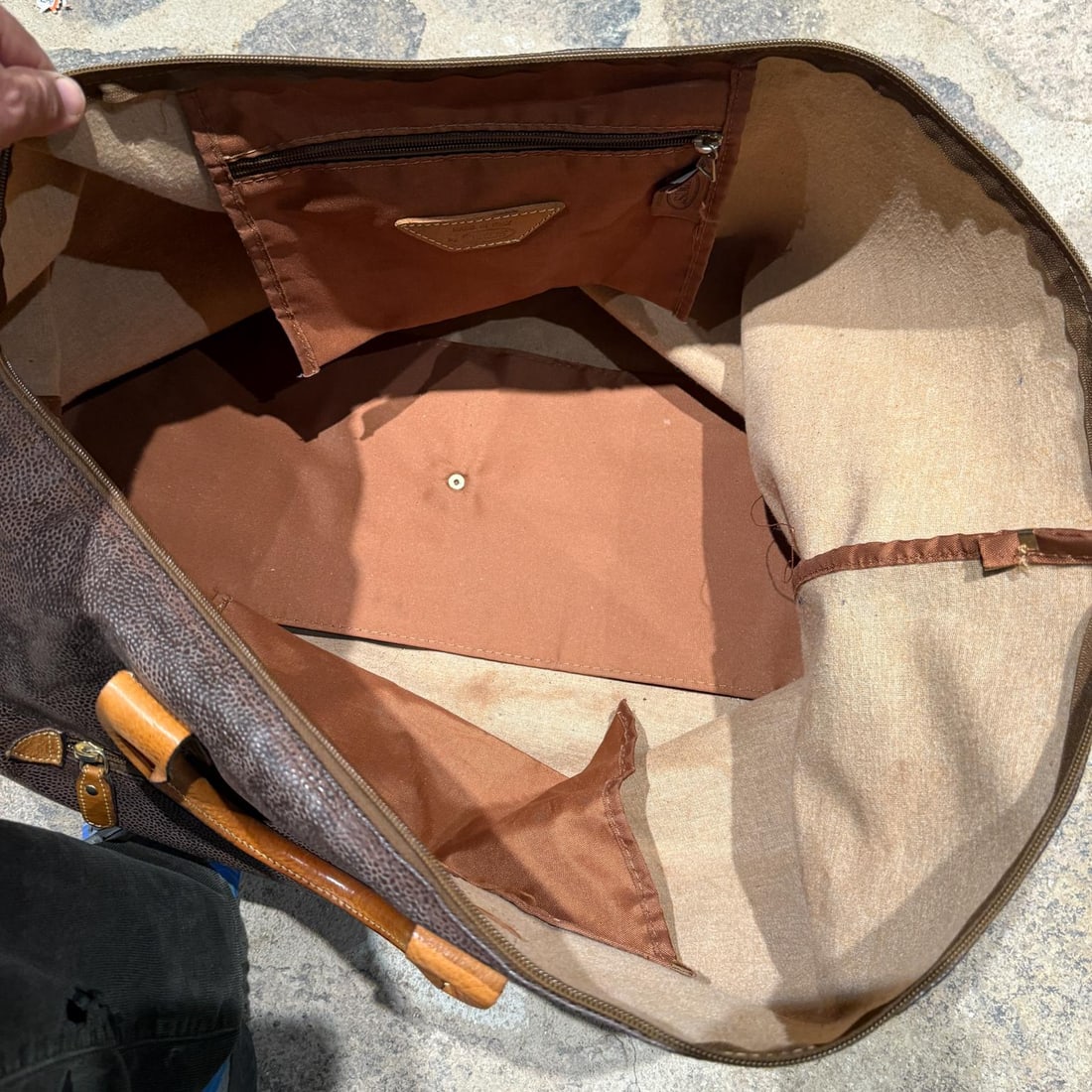 1990s Bric's Italian Leather Canvas Tote Cargo Life Bag - 9