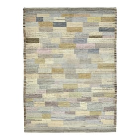 Modern Geometric Handmade Moroccan Style Wool Rug in Gray
