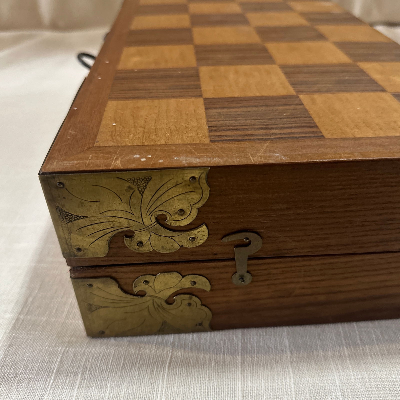 1970s Foldable Wooden Chess Set With Marble Pieces - 31 Piece Set - 9