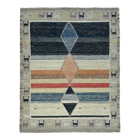 Contemporary Moroccan Style Wool Rug With Geometric Pattern
