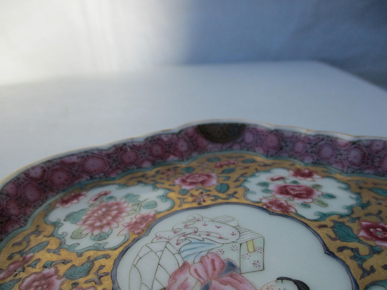 Antique Chinese Enamel on Porcelain Serving Tray - 3