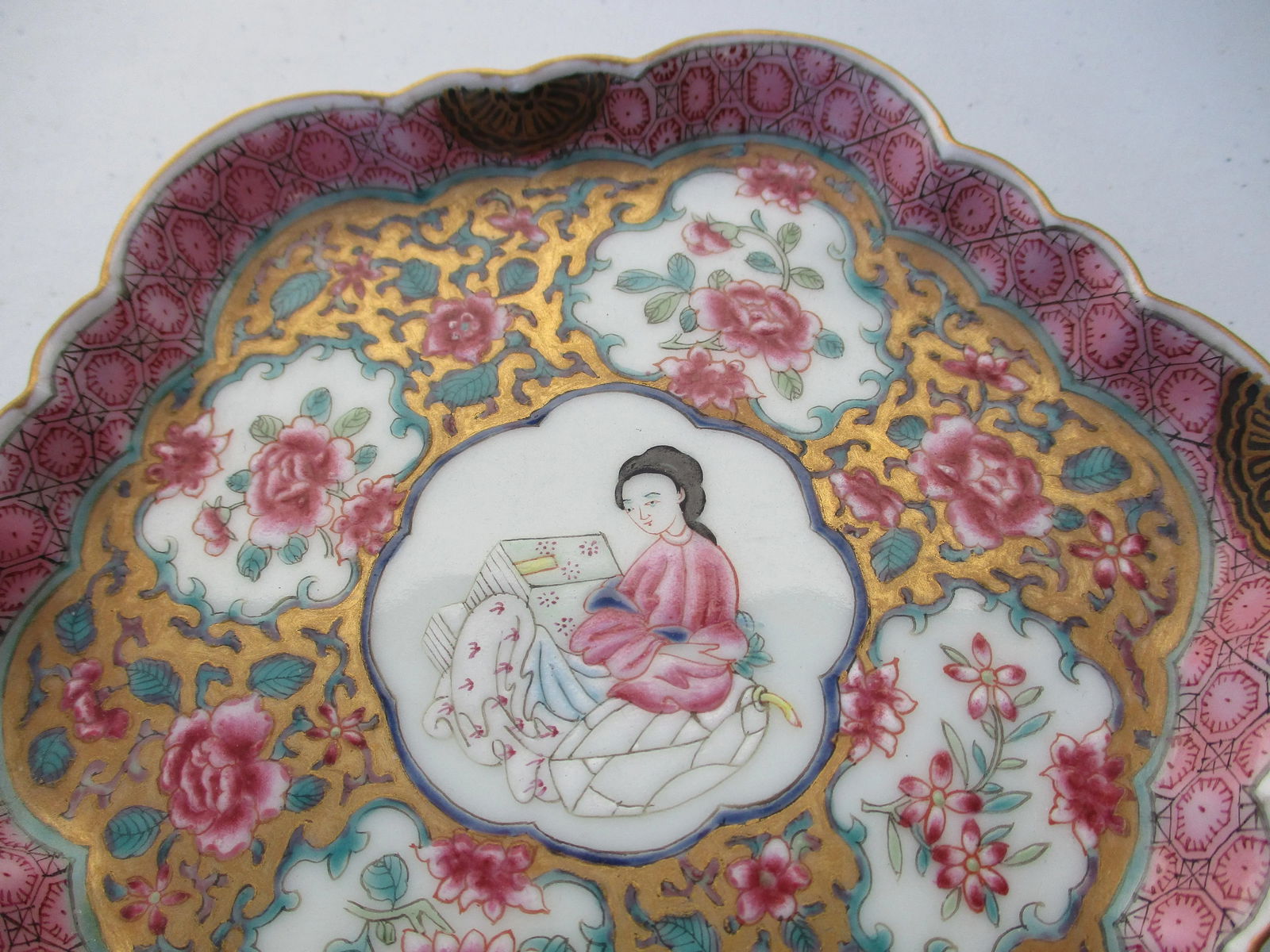 Antique Chinese Enamel on Porcelain Serving Tray - 4