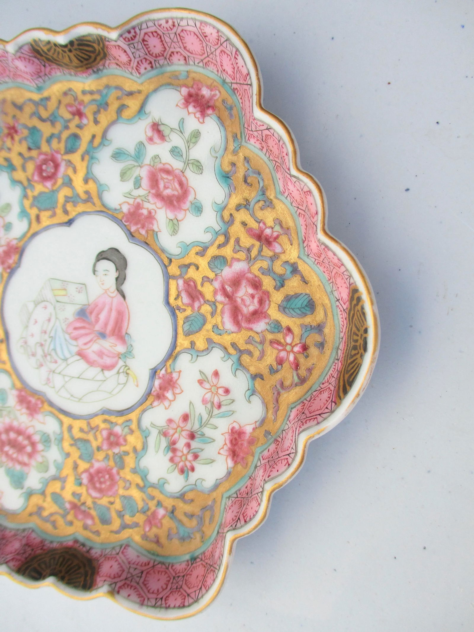 Antique Chinese Enamel on Porcelain Serving Tray - 5