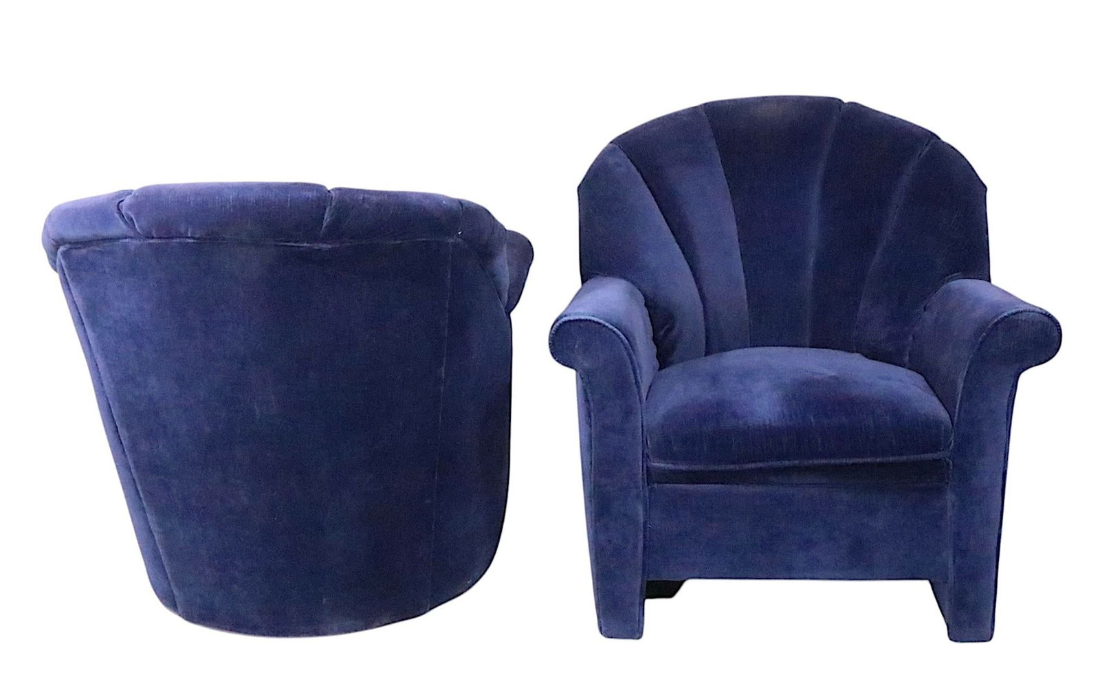 Hollywood Regency Club Chairs in Blue Upholstery by Rowe Circa 1980/90s - Set of 2 - 10