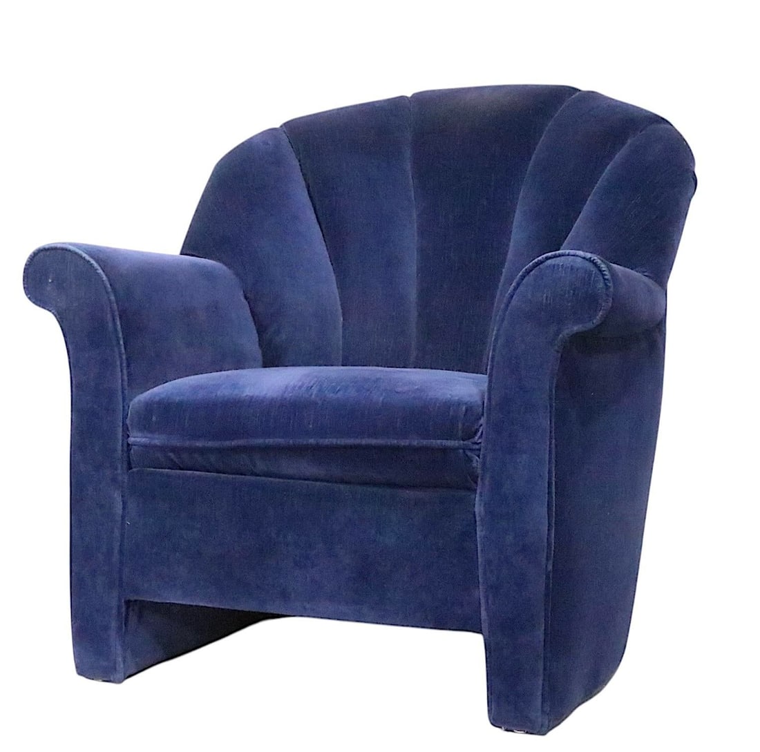 Hollywood Regency Club Chairs in Blue Upholstery by Rowe Circa 1980/90s - Set of 2 - 2