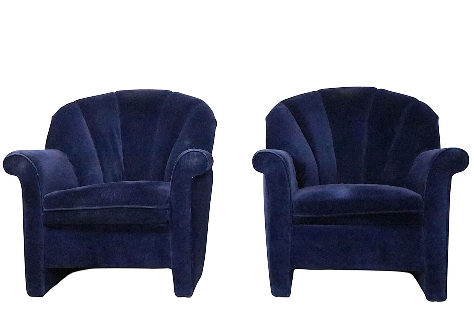 Hollywood Regency Club Chairs in Blue Upholstery by Rowe Circa 1980/90s - Set of 2 - 4