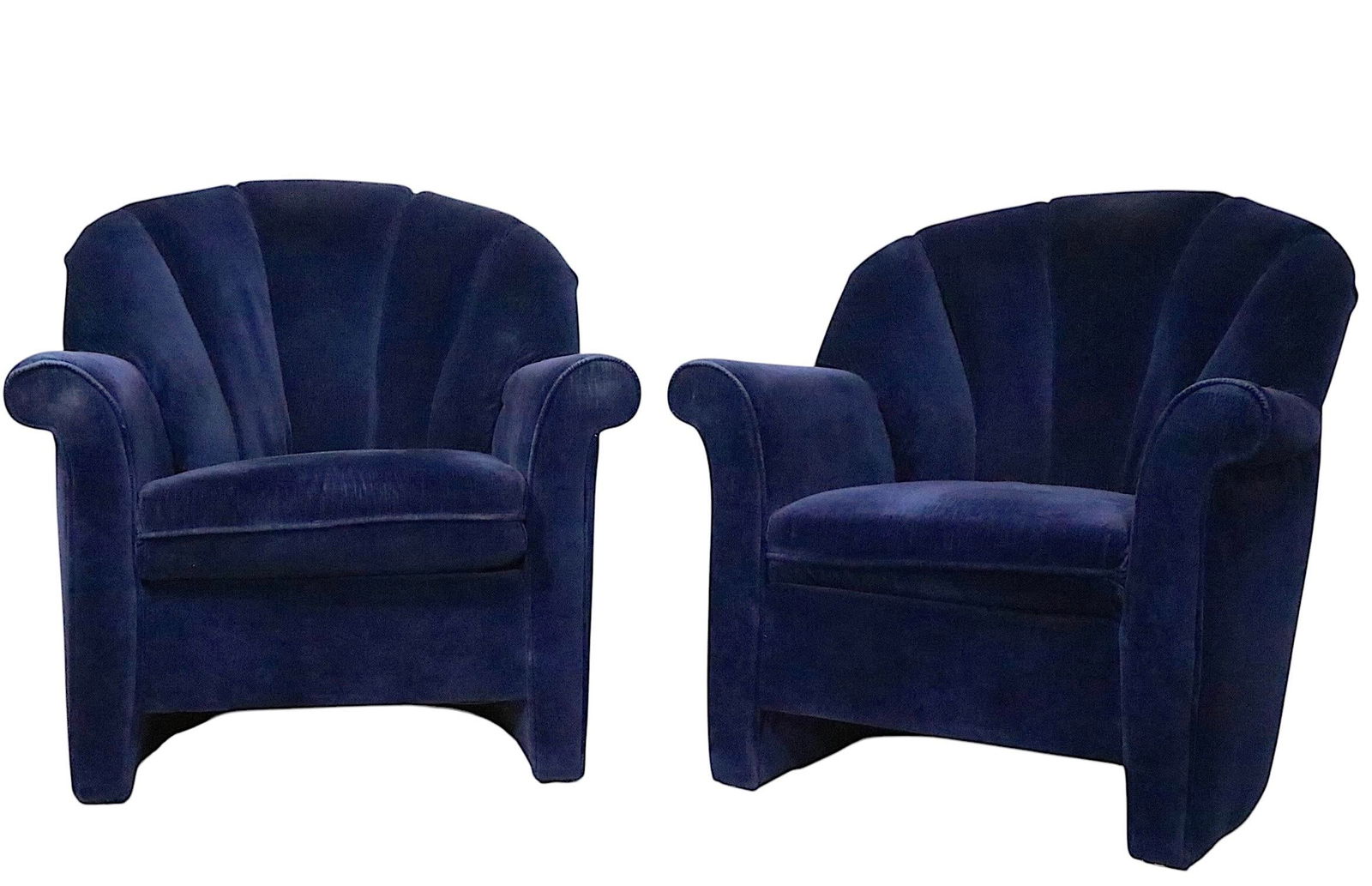 Hollywood Regency Club Chairs in Blue Upholstery by Rowe Circa 1980/90s - Set of 2 - 5