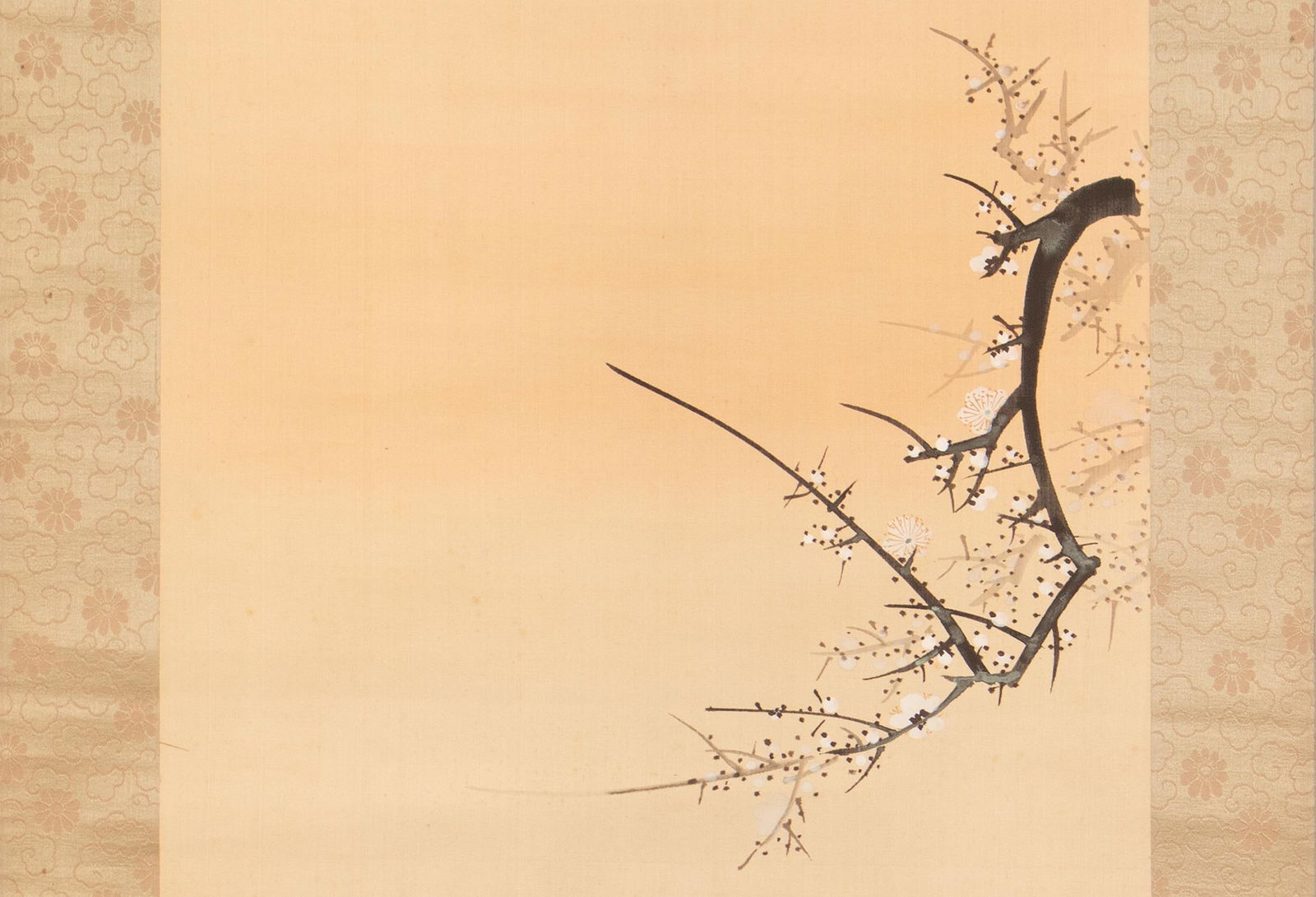 Meiji or Taisho Era Japanese Painted Scroll Painting "Sakura and Ducks" - 8