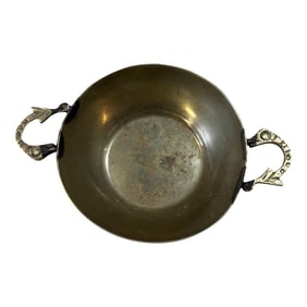 1970s Silver-Tone Chile Handmade Bowl With Decorative Handles