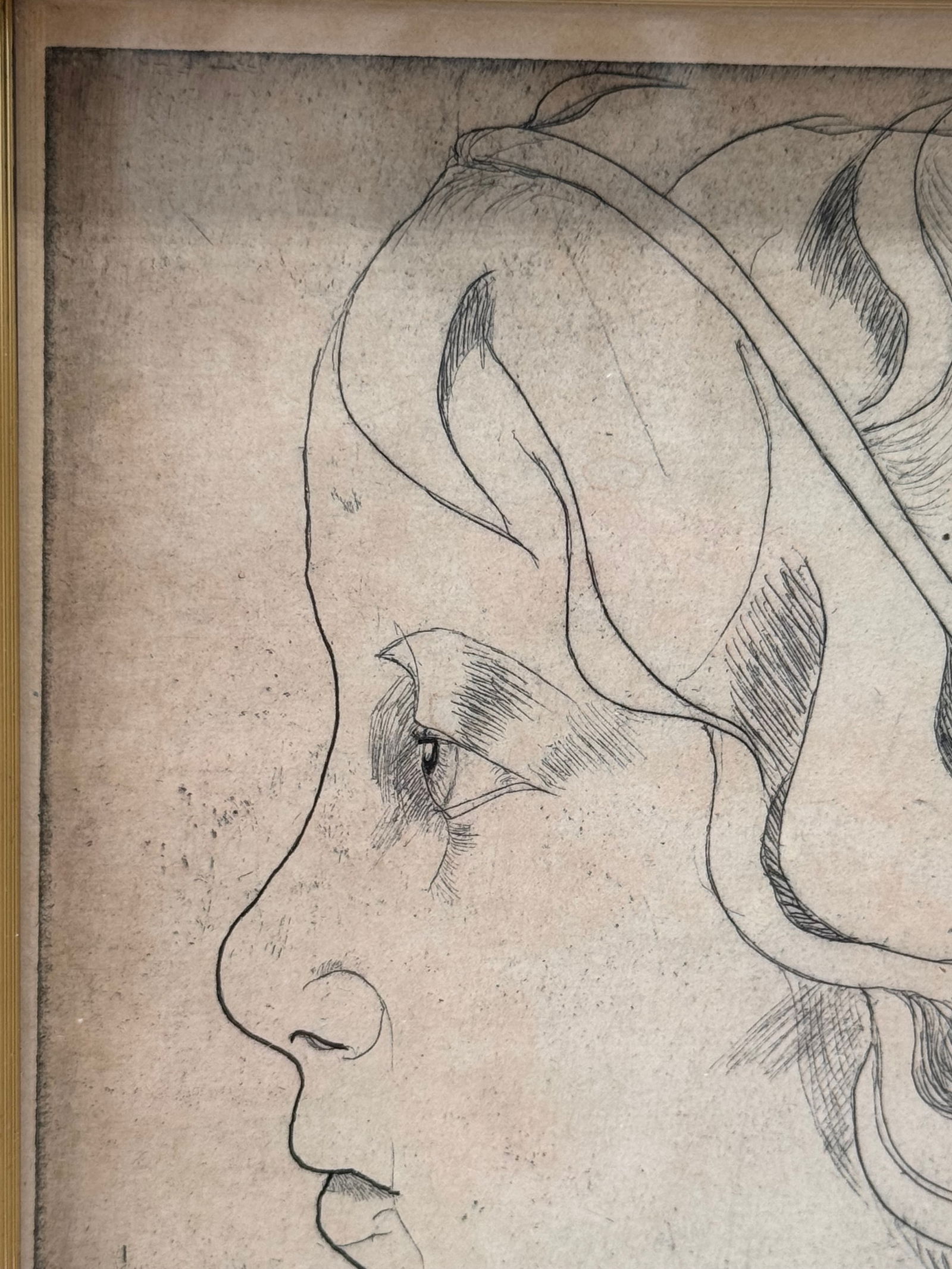 1970s Framed and Signed Pencil Portrait of a Greek Woman - 2