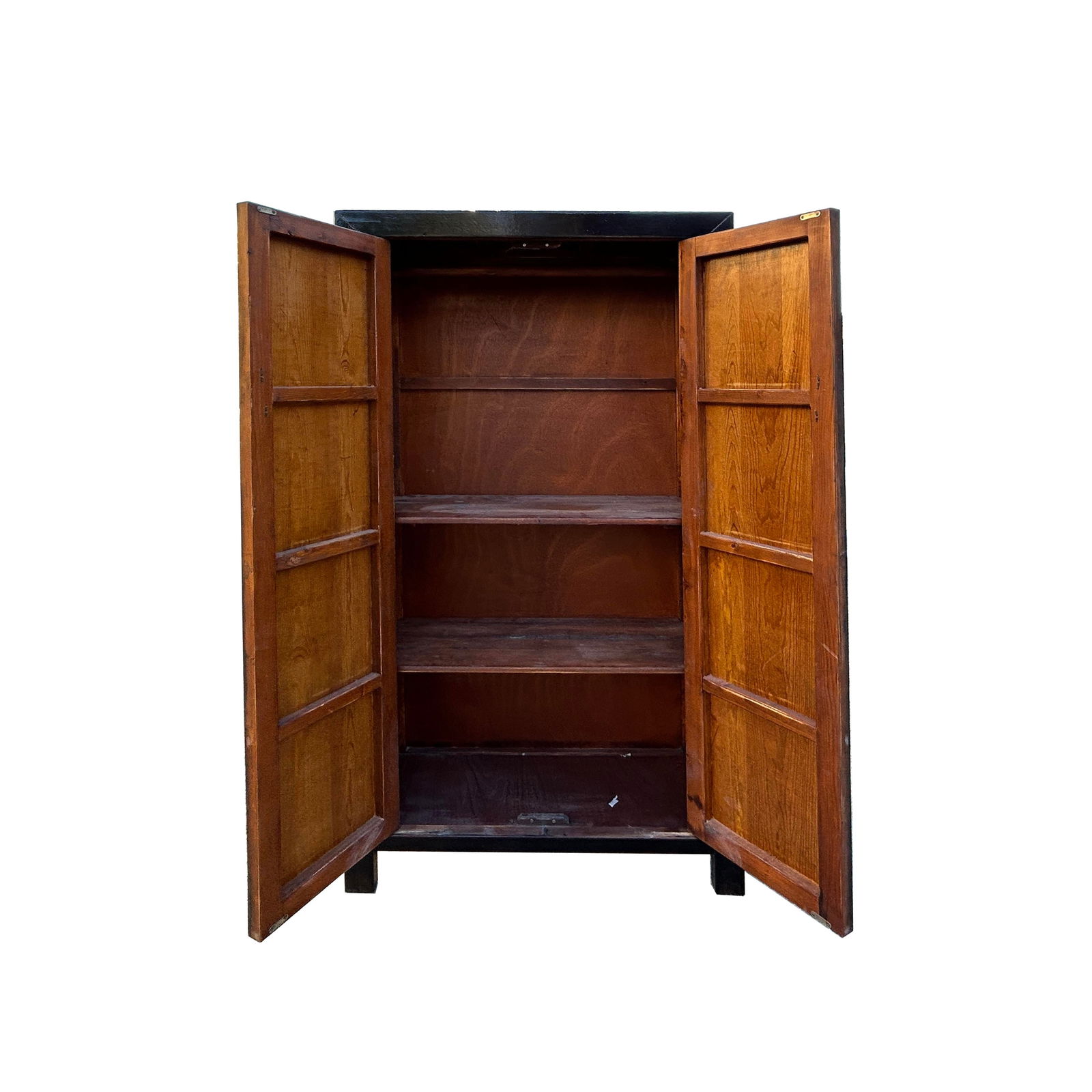 Distressed Black Rough Marks Moon Face Armoire Storage Cabinet - 5