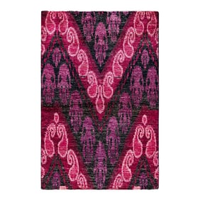 Modern, One-of-a-Kind Hand-Knotted Area Rug - Black, 4' 0" x 6' 0"